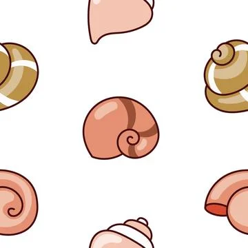 Marine seashell. Seamless pattern. Illustrazione stock