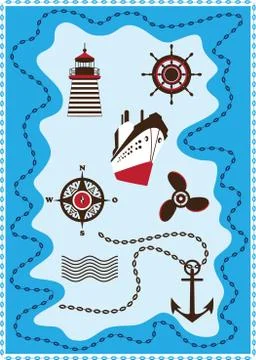 Marine set icons Stock Illustration
