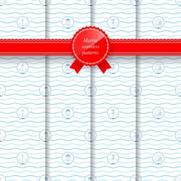 Marine Set of Seamless Patterns Stock-Illustration