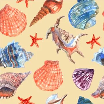 Marine shell seamless pattern Illustrazione stock