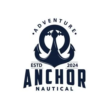 Marine ship vector anchor logo simple minimalist design anchor illustration.. Stock Illustration