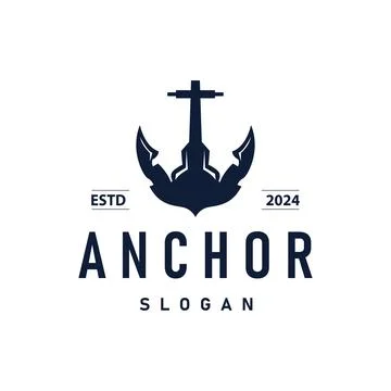 Marine ship vector anchor logo simple minimalist design anchor illustration.. Stock Illustration