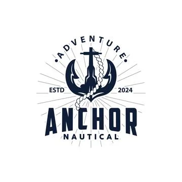Marine ship vector anchor logo simple minimalist design anchor illustration.. Stock Illustration