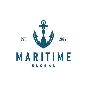 Marine ship vector anchor logo simple minimalist design anchor illustration.. Stock Illustration