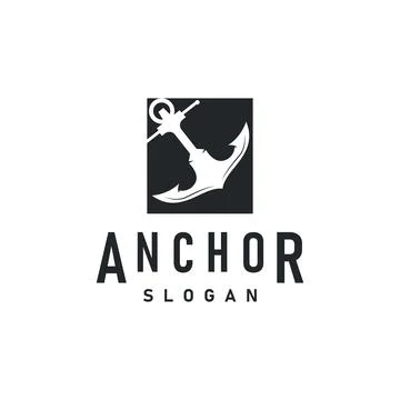 Marine ship vector anchor logo simple minimalist design anchor illustration.. Stock Illustration