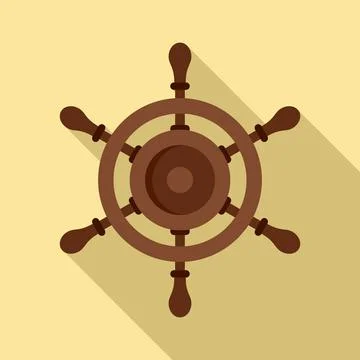 Marine ship wheel icon, flat style Stock Illustration