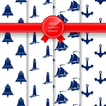Marine Summer Seamless Pattern 스톡 일러스트
