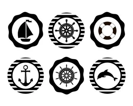 Marine symbol. Nautical design elements. Stock Illustration