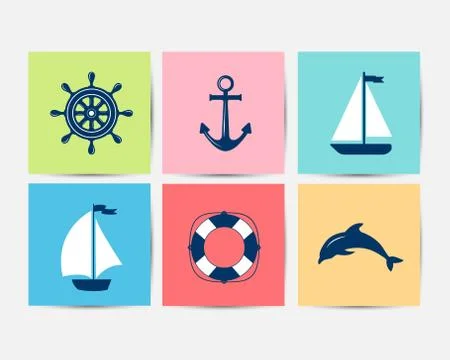 Marine symbol. Nautical design elements. Stock Illustration