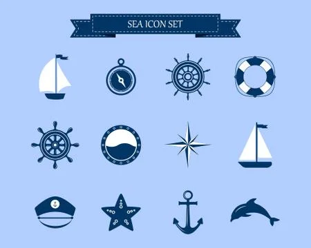 Marine symbol. Nautical design elements. Stock Illustration