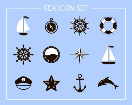 Marine symbol. Nautical design elements. Stock Illustration