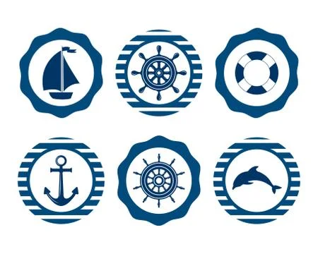 Marine symbol. Nautical design elements. Stock Illustration