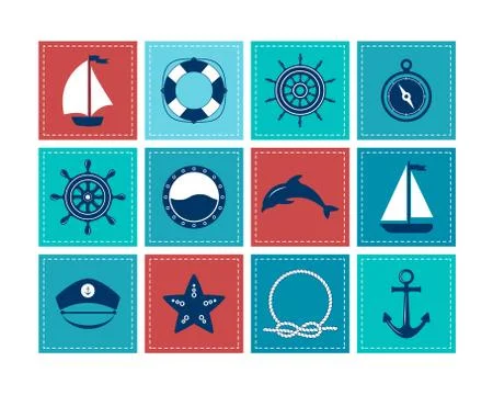 Marine symbol. Nautical design elements. Stock Illustration