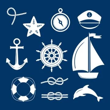 Marine symbol. Nautical design elements. Stock Illustration