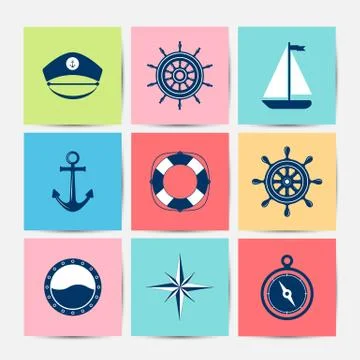 Marine symbol. Nautical design elements. Stock Illustration