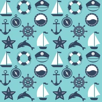 Marine symbol. Nautical design elements. Stock Illustration
