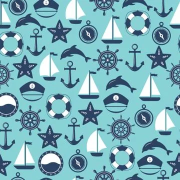 Marine symbol. Nautical design elements. Illustrazione stock