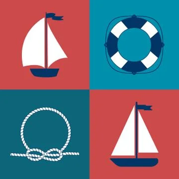 Marine symbol. Nautical design elements. Stock Illustration