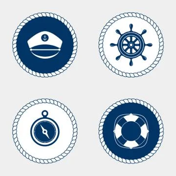 Marine symbol. Nautical design elements. Stock Illustration