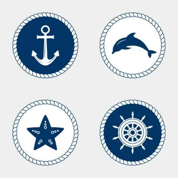 Marine symbol. Nautical design elements. Stock Illustration