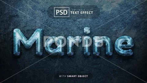 Marine text effect editable PSD Template