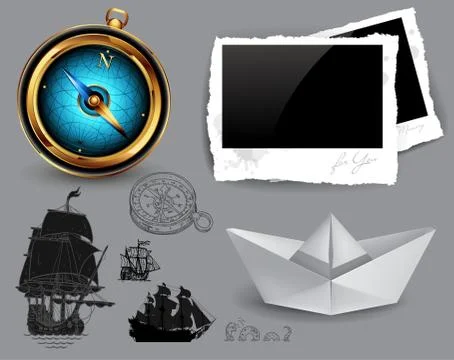 Marine theme icons set Illustrazione stock