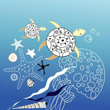 Marine theme Illustrazione stock