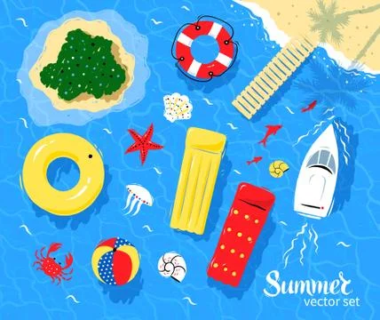 Marine top view vector set Stock Illustration