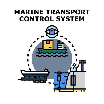 Marine transport control system organizing global freight logistics Illustration