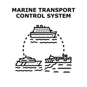 Marine transport control system vector managing shipping logistics Stock Illustration