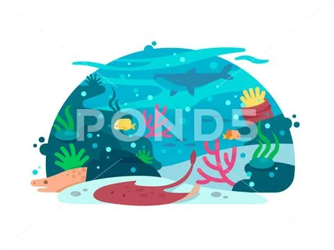 Marine underwater world Stock Illustration