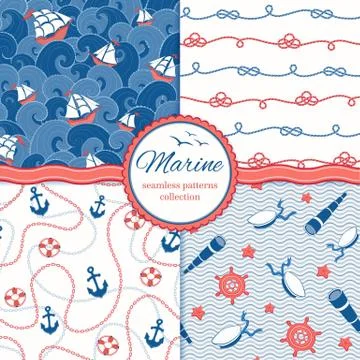 Marine vector pattern Illustrazione stock