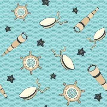 Marine vector pattern Stock Illustration