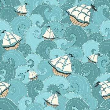 Marine vector pattern Stock Illustration