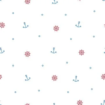 Marine vector seamless pattern for printing onto fabric or paper. Marine yach Illustrazione stock