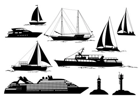 Marine Vehicles and Objects Stock Illustration