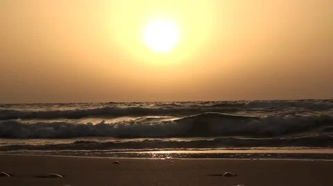Marine waves on a background sunset of a sun Stock Footage 41796029