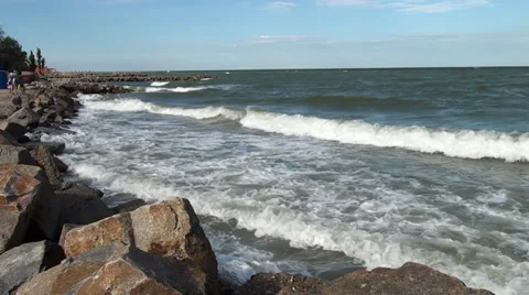 Marine waves hurrying ashore Stock Footage 36176026
