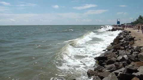 Marine waves hurrying ashore Stock Footage 36176031