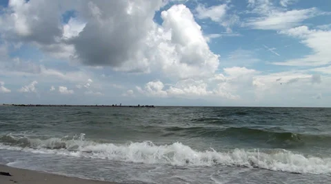 Marine waves, sounds of wind and sea Stock Footage 36165331