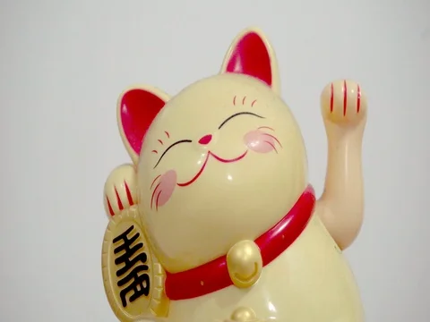 Marineko Fortune Cat Extra Close Up 動画素材 80544896