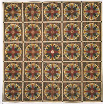 Mariner's Compass Quilt 1847 Barbara Ann Miller This beautiful quilt, signe.. 스톡 일러스트