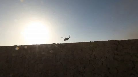 Marines awaiting for CH-53D Sea Stallions helicopter - 2012 Stock Footage 104267226