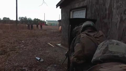 Marines blast door of building using explosives Stock-Footage 84970838