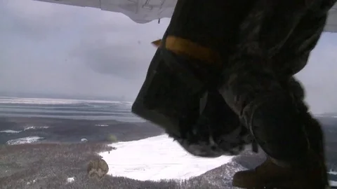 Marines in C-130J conduct routine jump at the drop zone - 2013 Stock Footage 103298690