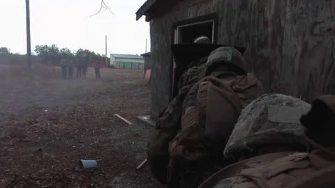 Marines clearing building Stock Footage 84970531