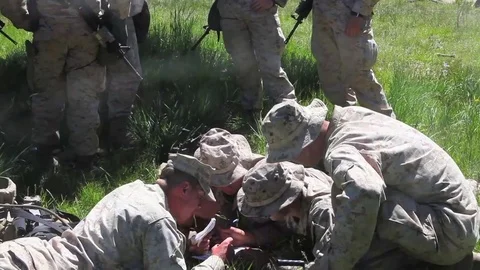 Marines conduct exercises to identify and diffuse IED devices. Video stock 74807143