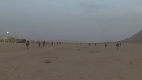 Marines conduct a long range raid during Mission Rehearsal Exercise - 2015 Stock Footage 94381755