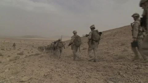 Marines conduct a long range raid during Mission Rehearsal Exercise - 2015 Stock Footage 94381770