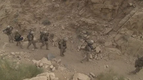 Marines conduct a long range raid during Mission Rehearsal Exercise - 2015 Stock Footage 94381780